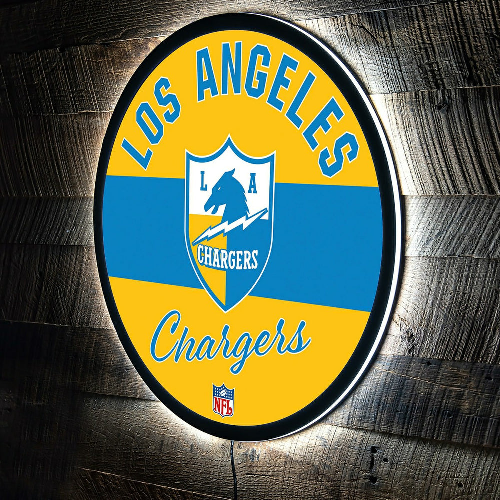 Los Angeles Chargers NFL Football Large Round Vintage Edgelite LED Dec