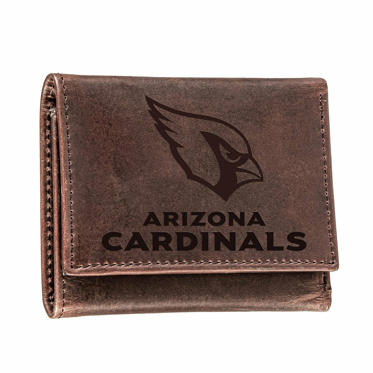 Arizona Cardinals, Tri-Fold Wallet, Brown, CH, 100% Genuine Leather