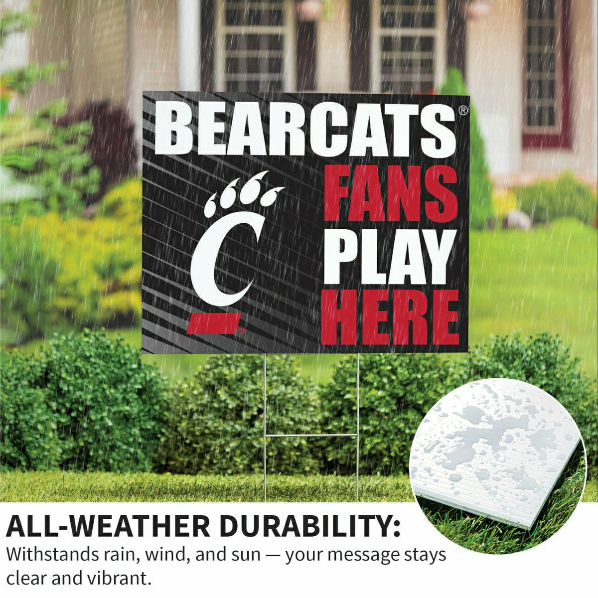 University of Cincinnati Coroplast Yard Sign "Fans Play Here"