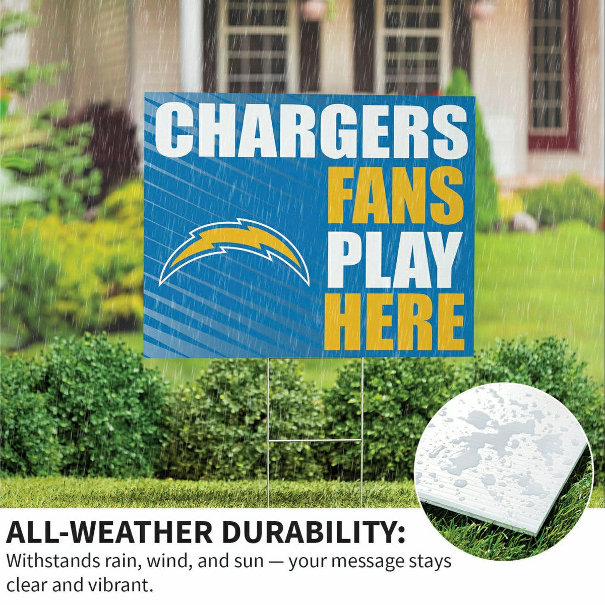 Los Angeles Chargers Coroplast Yard Sign "Fans Play Here"