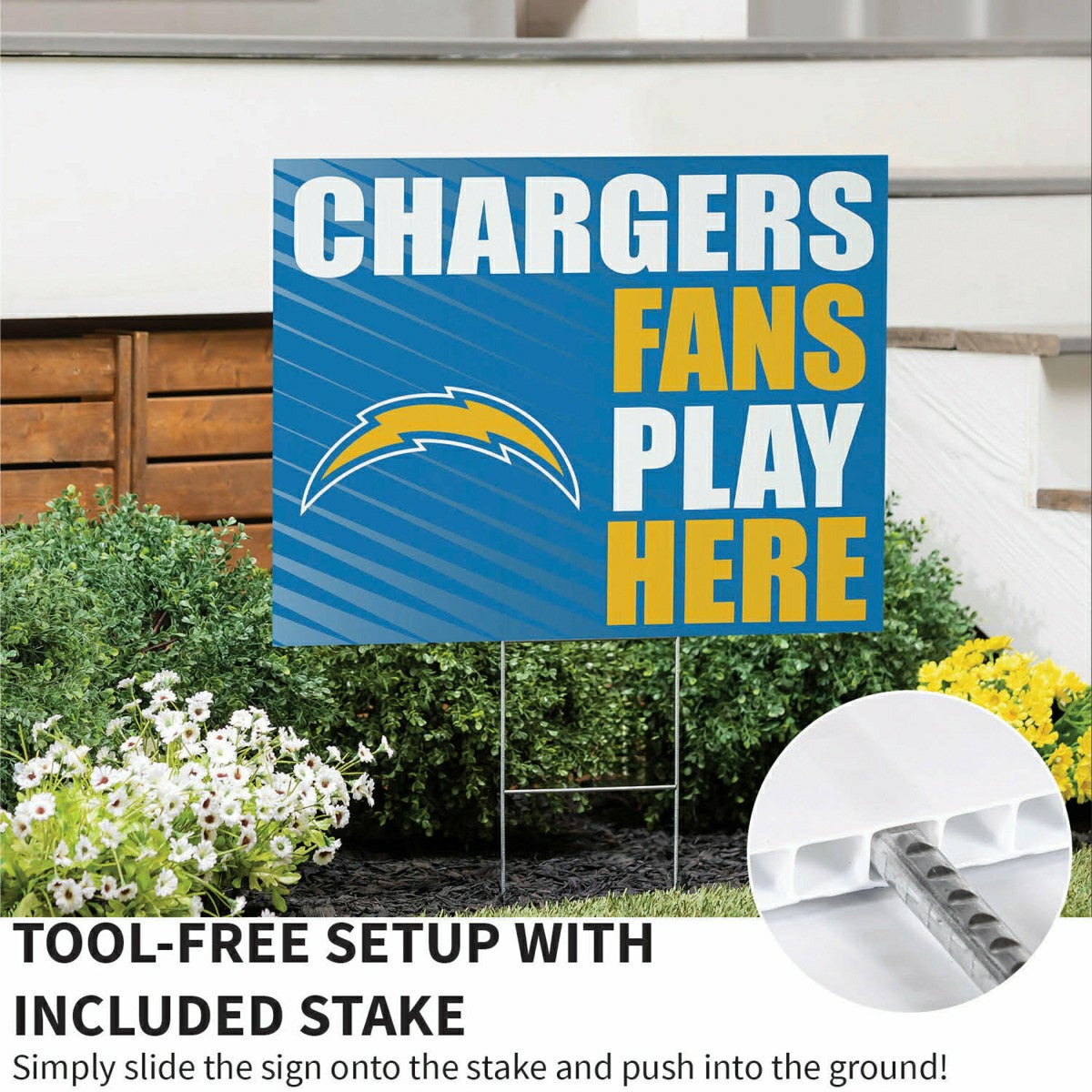 Los Angeles Chargers Coroplast Yard Sign "Fans Play Here"