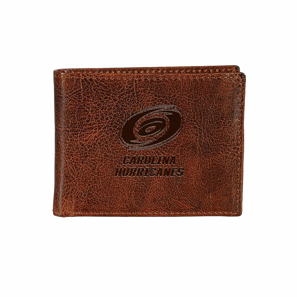 Carolina Hurricanes, Embossed 100% Genuine Tumbled Leather Passcase Bi