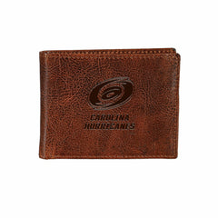 Carolina Hurricanes, Embossed 100% Genuine Tumbled Leather Passcase Bi