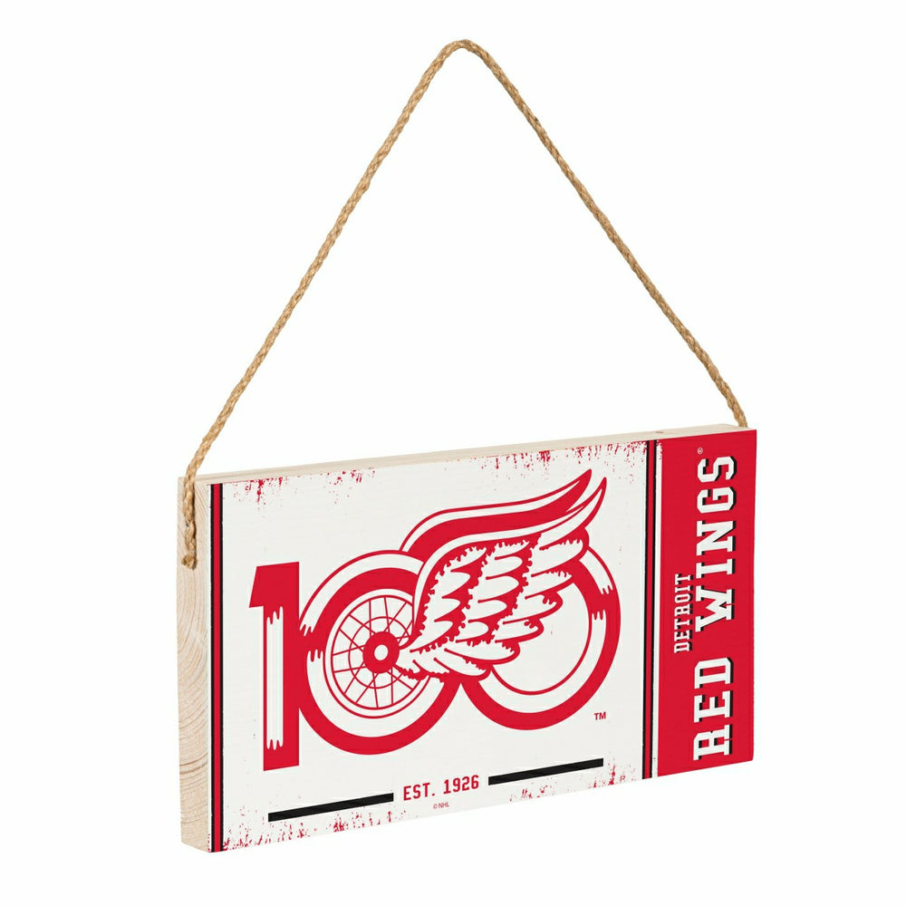 Detroit Red Wings,100 Anniversary Wood Wall Sign, 6x11