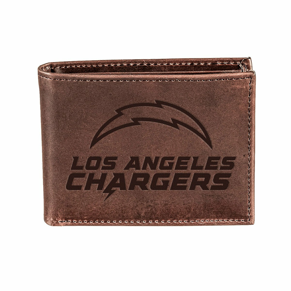 Los Angeles Chargers, Bi-Fold Wallet, Brown, CH, 100% Genuine Leather