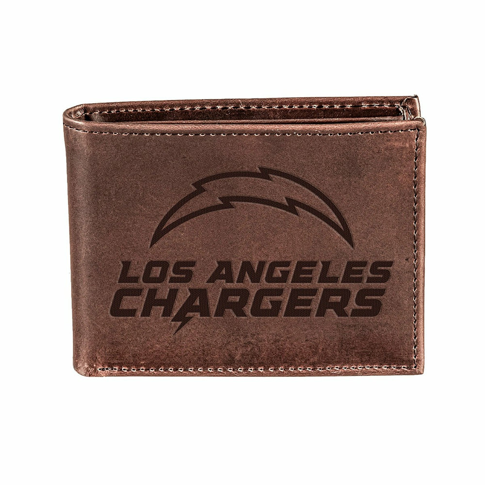Los Angeles Chargers, Bi-Fold Wallet, Brown, CH, 100% Genuine Leather